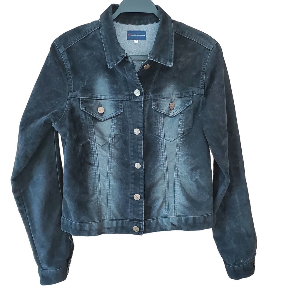 Rossodisera Italian Women's Faux Suede Distressed Jean Jacket Size Small